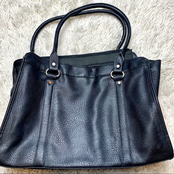 Merona Bags Black Vegan Leather Laptop Tote Bag Poshmark